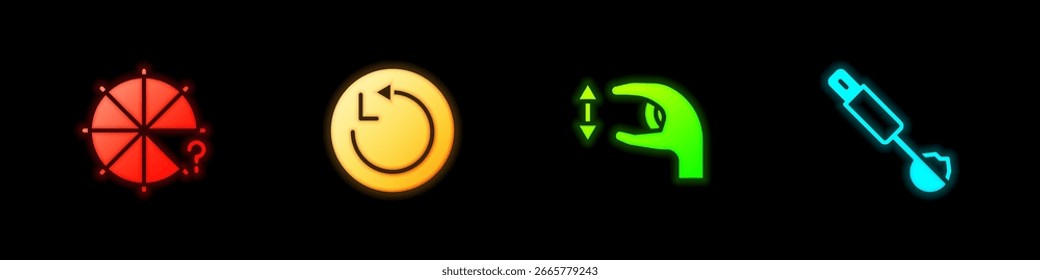 Set Circle of pieces, Radius, Approximate measurements and Measuring spoon icon. Vector
