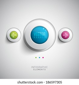 Set of circle plastic banners with striped background for business design, infographics, reports, number options, progress, step presentation, workflow layout or websites. Clean and modern style