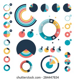 Set Of Circle, Round Charts, Graphs.