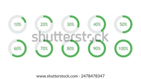 Set of circle round pie charts percentage diagrams vector design from 0 to 100 ready to use 