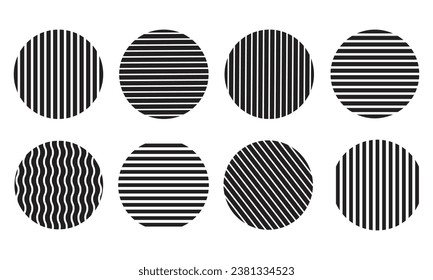 Set of circle with rounded borders. Ellipse seamless geometric patterns. Vector illustration	