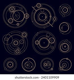 Set of circle scared elements. Mystic signs for different design. Vector Illustration Set. EPS 10