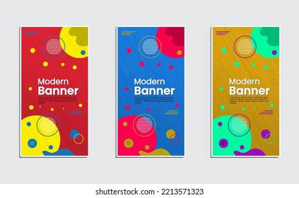Set Of Circle Shape Background Vector. For Use of Vertical Banners, Brochures, Covers, Social Media Stories and More.