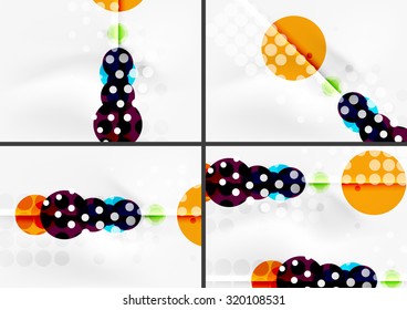 Set von kreisförmigen Formen Design abstrakte Hintergründe mit Lichteffekten und Dekorationen. Werbegestaltung für Banner - bunte Vorlagen und Bildschirmhintergründe