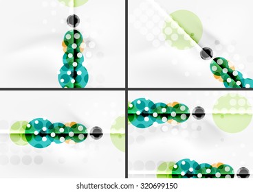 Set of circle shape design abstract backgrounds with light effects and decorations. Banner advertising layouts - colorful templates and wallpapers