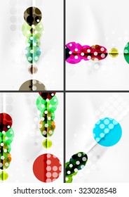 Set of circle shape design abstract backgrounds with light effects and decorations. Banner advertising layouts - colorful templates and wallpapers