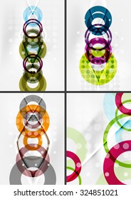 Set of circle shape design abstract backgrounds with light effects and decorations. Banner advertising layouts - colorful templates and wallpapers