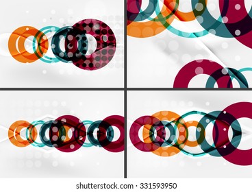 Set of circle shape design abstract backgrounds with light effects and decorations. Banner advertising layouts - colorful templates and wallpapers