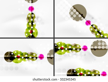 Set of circle shape design abstract backgrounds with light effects and decorations. Banner advertising layouts - colorful templates and wallpapers