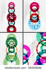 Set of circle shape design abstract backgrounds with light effects and decorations. Banner advertising layouts - colorful templates and wallpapers