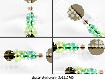 Set of circle shape design abstract backgrounds with light effects and decorations