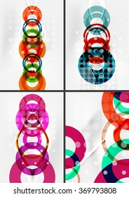 Set of circle shape design abstract backgrounds with light effects and decorations