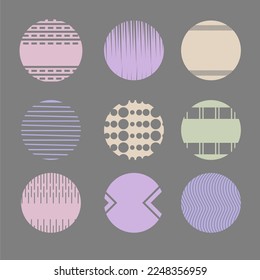 Set circle shape objects banner with soft color