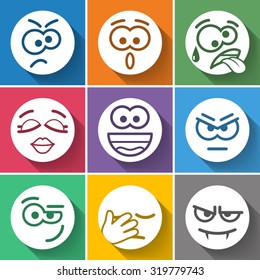 Set Circle Smiles on Color Background