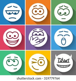 Set Circle Smiles on Color Background