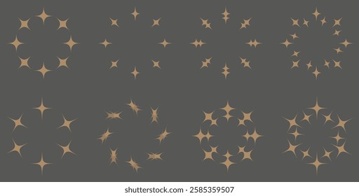 Set of circle of stars. Boho style. Vector illustration. EPS 10