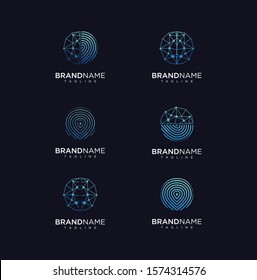 Set of Circle Tech logo template. Technology logo simple tech design. Vector creative abstract circle round flow shape modern icon for construction technology. Colecction Circle Tech Logo