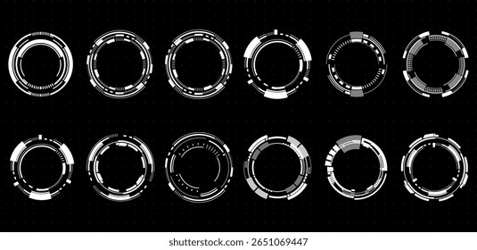 Definir vetor de quadro futurista e sci fi de tecnologia circular editável