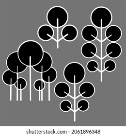 Set of circle tree's. Concept minimalist. With white line art. Icon logo creative design