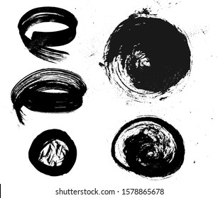 Set of circle vector brush strokes