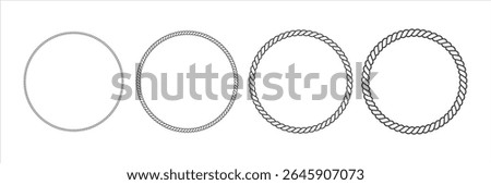 Set of circle woven frame. Outline illustration of knot borders. Vector