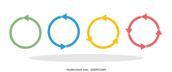 Set of Circles with arrows icon in flat style. Arrows in circle symbol for your web site design, logo, app, UI Vector EPS 10.