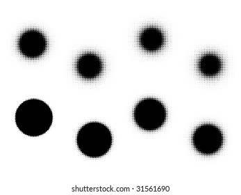 set of circles brushes with different hardness, vector  without gradient