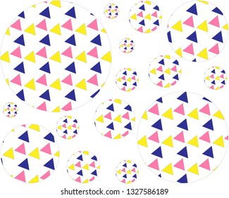 set of circles and colored triangles, bright pattern for decoration, print for textiles, printing, poster,