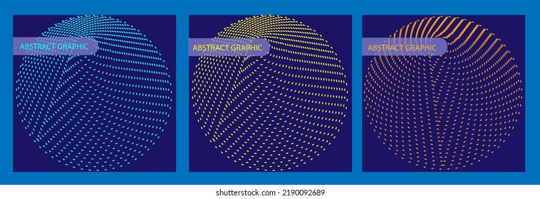 Set Circles dots isolated on the dark blue background. Halftone circle dots texture. Vector design element for various purposes.