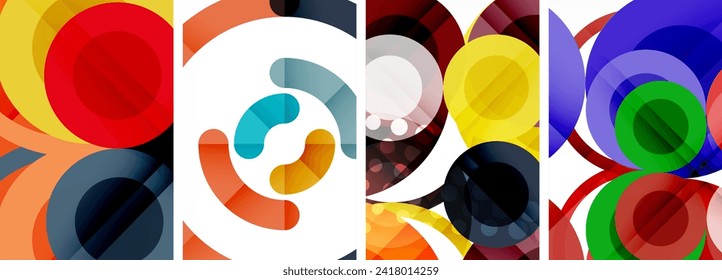 Set of circles geometric abstract posters. Abstract backgrounds for wallpaper, business card, cover, poster, banner, brochure, header, website