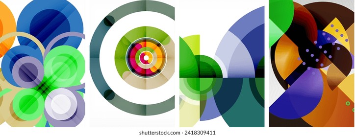 Set of circles geometric abstract posters. Abstract backgrounds for wallpaper, business card, cover, poster, banner, brochure, header, website