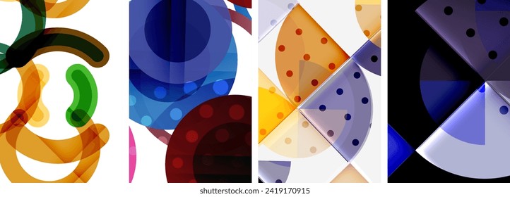 Set of circles geometric abstract posters. Abstract backgrounds for wallpaper, business card, cover, poster, banner, brochure, header, website
