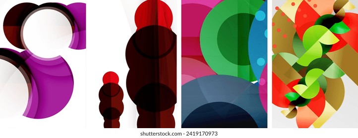 Conjunto de carteles abstractos geométricos de círculos. Resumen de fondos de fondo de pantalla, tarjeta de visita, portada, cartel, pancarta, folleto, cabecera, sitio web