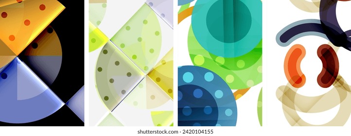 Set of circles geometric abstract posters. Abstract backgrounds for wallpaper, business card, cover, poster, banner, brochure, header, website