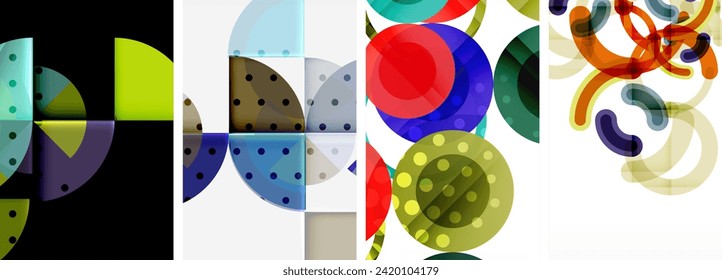 Set of circles geometric abstract posters. Abstract backgrounds for wallpaper, business card, cover, poster, banner, brochure, header, website