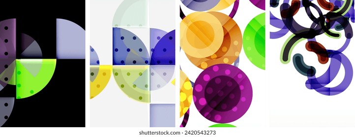 Set of circles geometric abstract posters. Abstract backgrounds for wallpaper, business card, cover, poster, banner, brochure, header, website