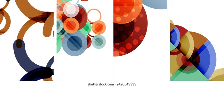 Set of circles geometric abstract posters. Abstract backgrounds for wallpaper, business card, cover, poster, banner, brochure, header, website