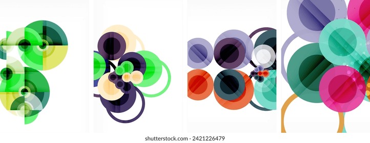 Conjunto de carteles abstractos geométricos de círculos. Resumen de fondos de fondo de pantalla, tarjeta de visita, portada, cartel, pancarta, folleto, cabecera, sitio web