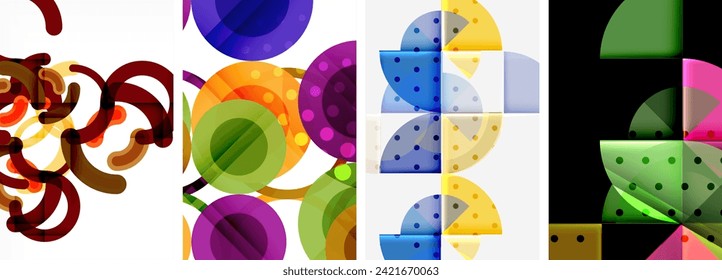 Conjunto de carteles abstractos geométricos de círculos. Resumen de fondos de fondo de pantalla, tarjeta de visita, portada, cartel, pancarta, folleto, cabecera, sitio web