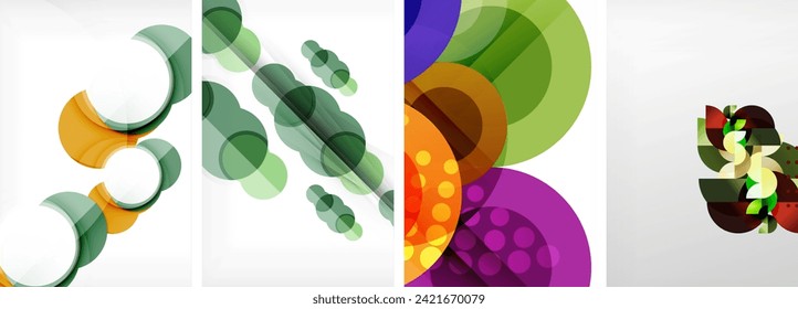 Set of circles geometric abstract posters. Abstract backgrounds for wallpaper, business card, cover, poster, banner, brochure, header, website