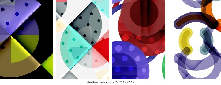 Set of circles geometric abstract posters. Abstract backgrounds for wallpaper, business card, cover, poster, banner, brochure, header, website
