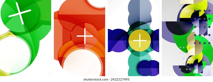 Set of circles geometric abstract posters. Abstract backgrounds for wallpaper, business card, cover, poster, banner, brochure, header, website