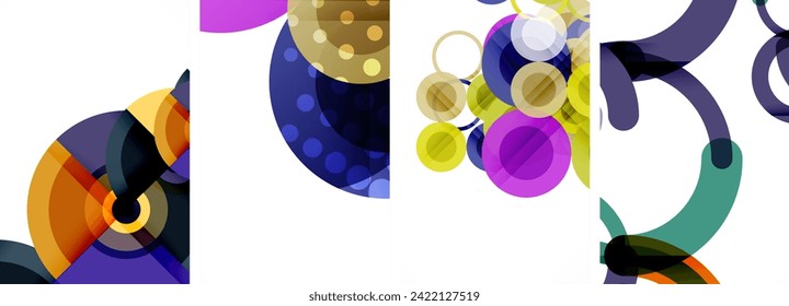 Set of circles geometric abstract posters. Abstract backgrounds for wallpaper, business card, cover, poster, banner, brochure, header, website