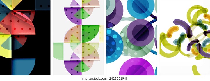 Set of circles geometric abstract posters. Abstract backgrounds for wallpaper, business card, cover, poster, banner, brochure, header, website