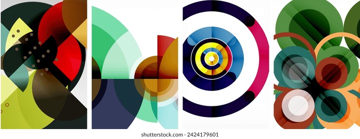 Set of circles geometric abstract posters. Abstract backgrounds for wallpaper, business card, cover, poster, banner, brochure, header, website