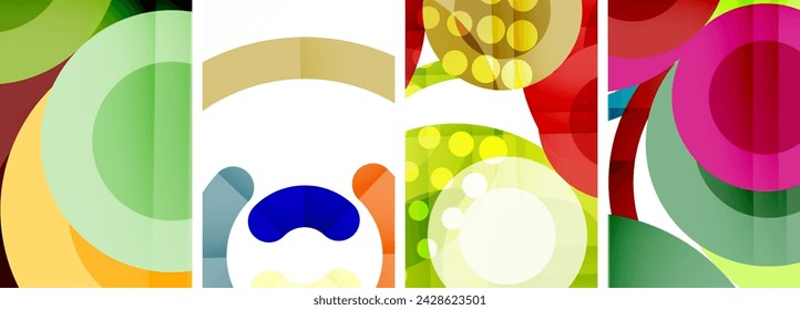 Conjunto de círculos de carteles abstractos geométricos. Fondos abstractos para papel pintado, tarjeta de visita, cubierta, cartel, banner, folleto, encabezado, sitio web