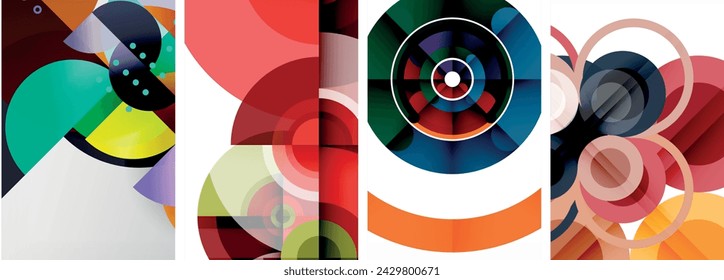 Set of circles geometric abstract posters. Abstract backgrounds for wallpaper, business card, cover, poster, banner, brochure, header, website