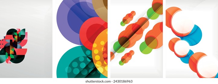 Set of circles geometric abstract posters. Abstract backgrounds for wallpaper, business card, cover, poster, banner, brochure, header, website