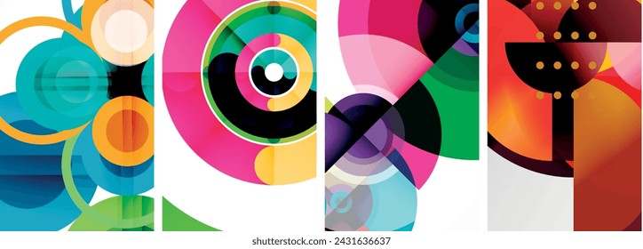 Conjunto de círculos de carteles abstractos geométricos. Fondos abstractos para papel pintado, tarjeta de visita, cubierta, cartel, banner, folleto, encabezado, sitio web