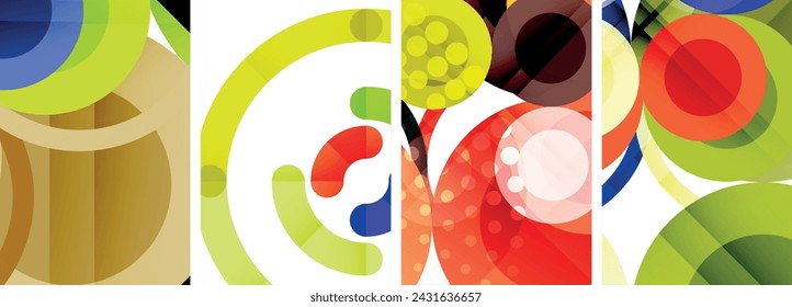 Set of circles geometric abstract posters. Abstract backgrounds for wallpaper, business card, cover, poster, banner, brochure, header, website